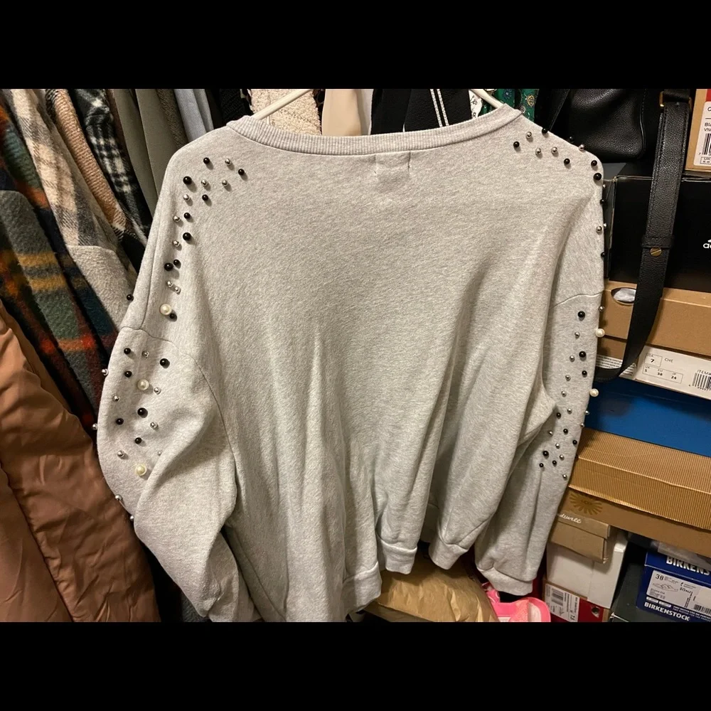 Crew neck sweater with pearl details - Picture 4 of 4